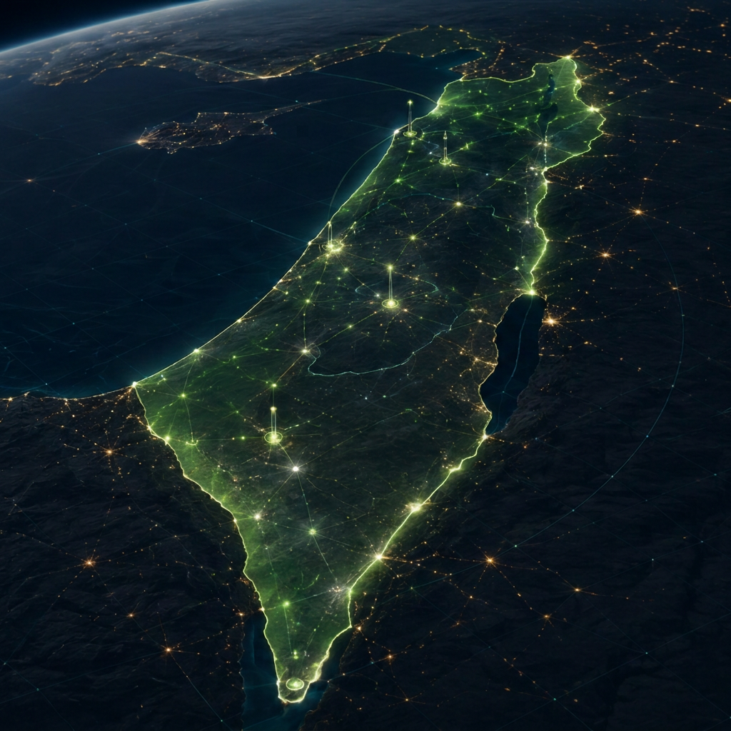 Israel night map with iLamp deployment beacons